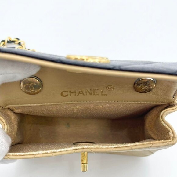 Authentic CHANEL 24K  Vintage Classic Single Flap Quilted Lambskin Chain Bag Tan - Picture 12 of 16